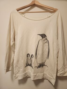 Cream Penguin Graphic Pullover